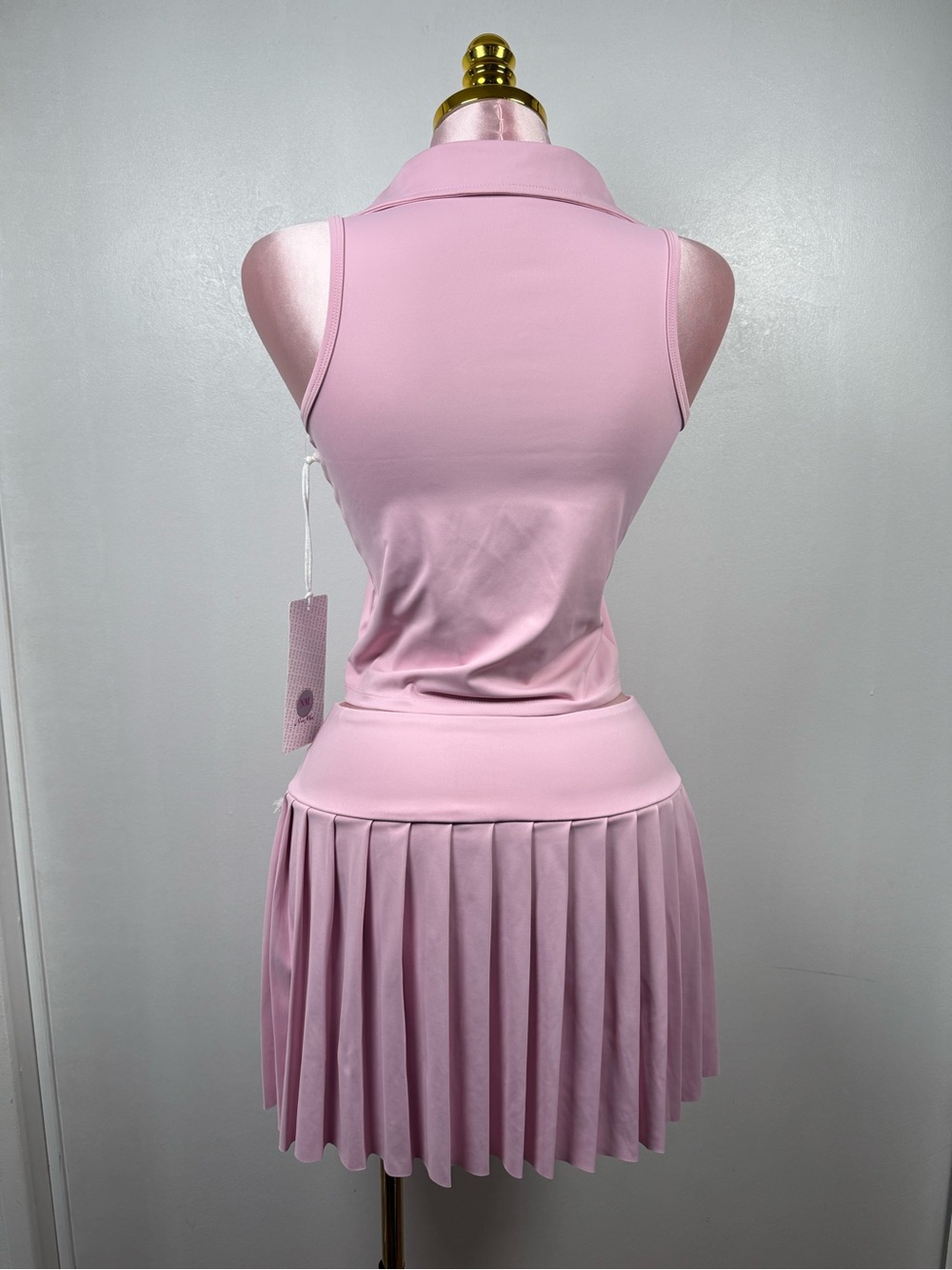 New Mix Pink Matching Set Crop Top Pleated Skort NWT Size Large - Picture 9 of 11